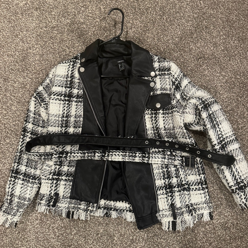Forever 21 leather plaid jacket